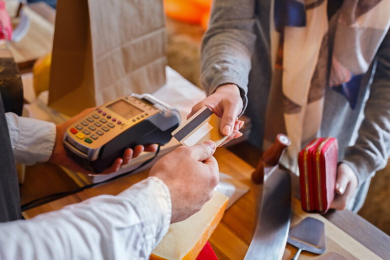 Customer paying order through credit card.
